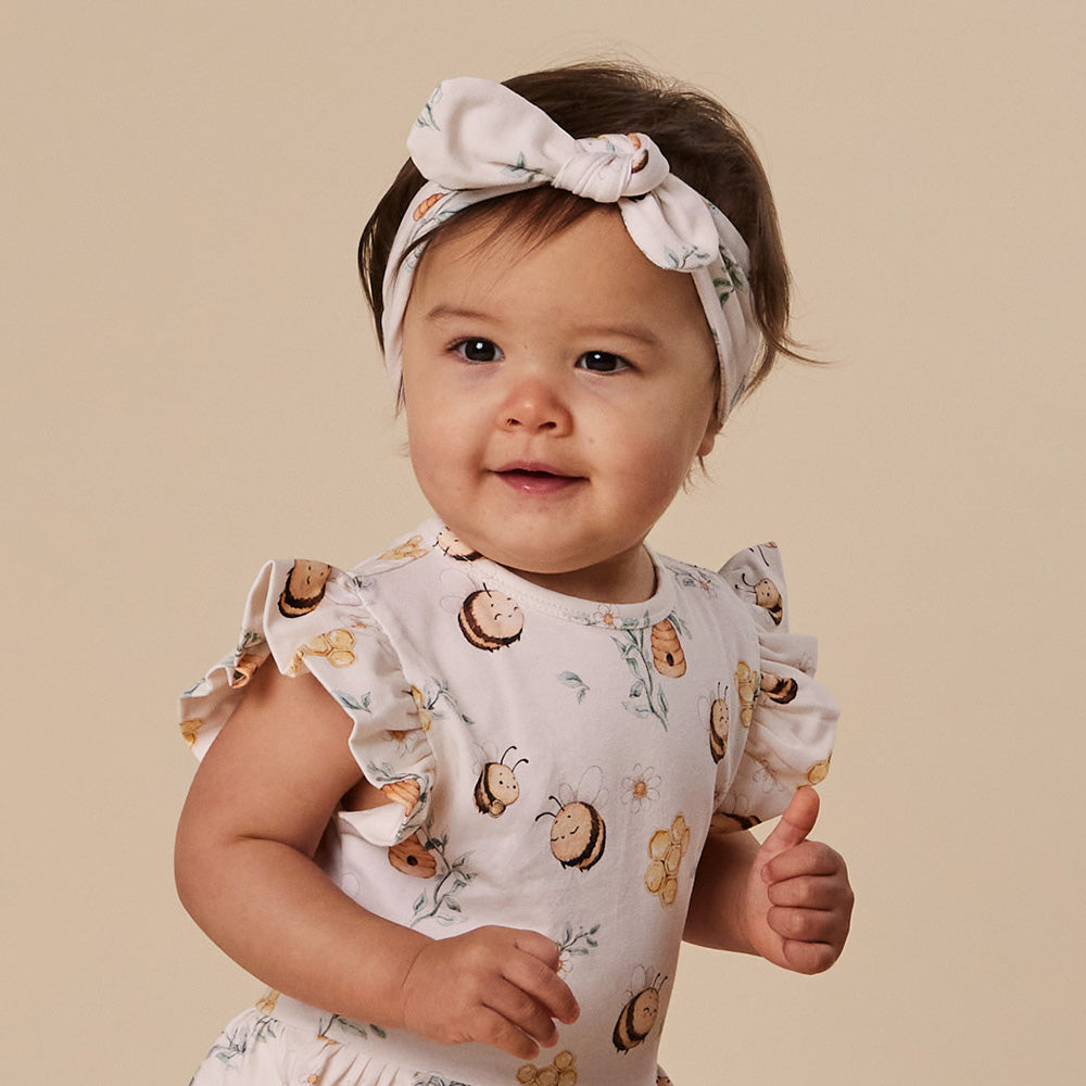 Snuggle Hunny Bumblebees organic topknot lifestyle