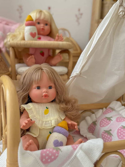 SALLI COLLECTIVE - 🍋 Lemon Frilled Bib & Diaper Doll Set