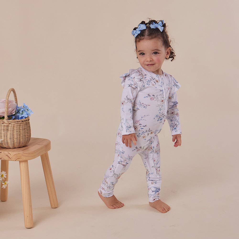 Snuggle Hunny - Sweet Swallows Organic Snugglesuit Convertible Romper