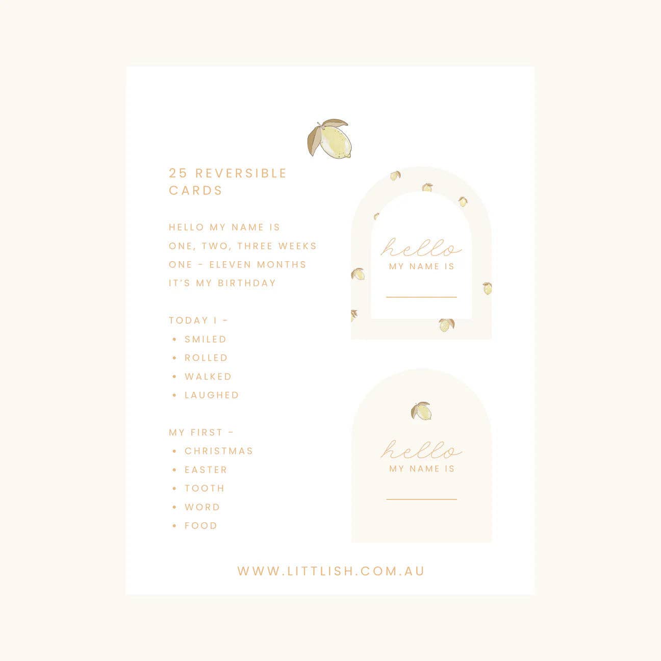 The Beige Collective - Baby Milestone Cards | Lemon & Creme
