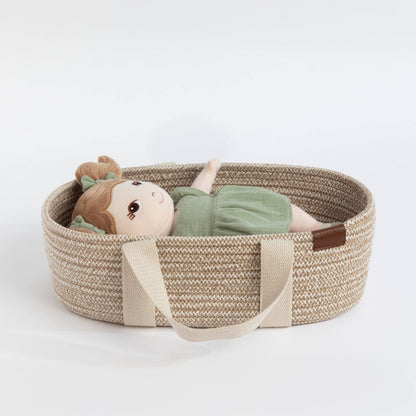 Living Textiles - 100% Cotton Rope Doll Moses Basket - Blush