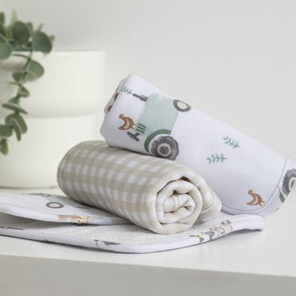 Living Textiles - 3 Pack Wash Cloths  - Tractor Ride