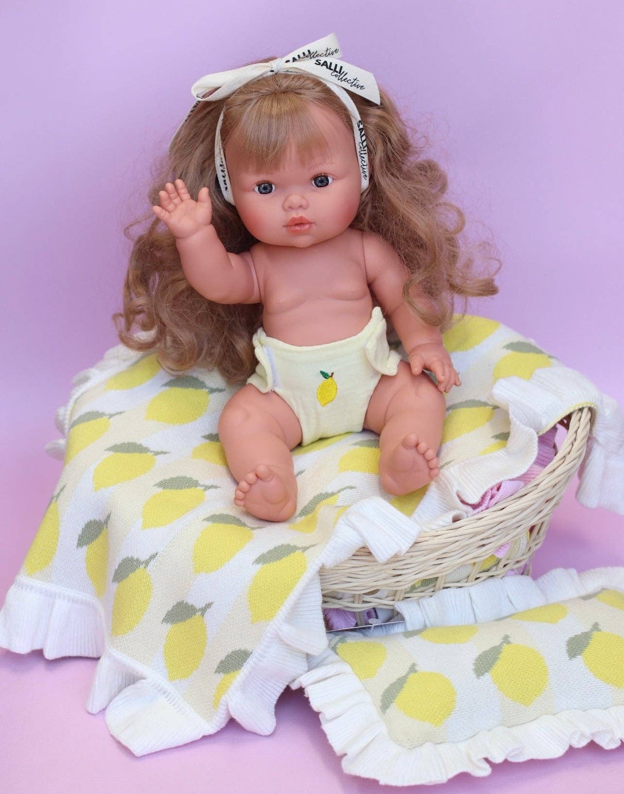 SALLI COLLECTIVE - Freshly squeezed frilled doll Blanket + Pillow set