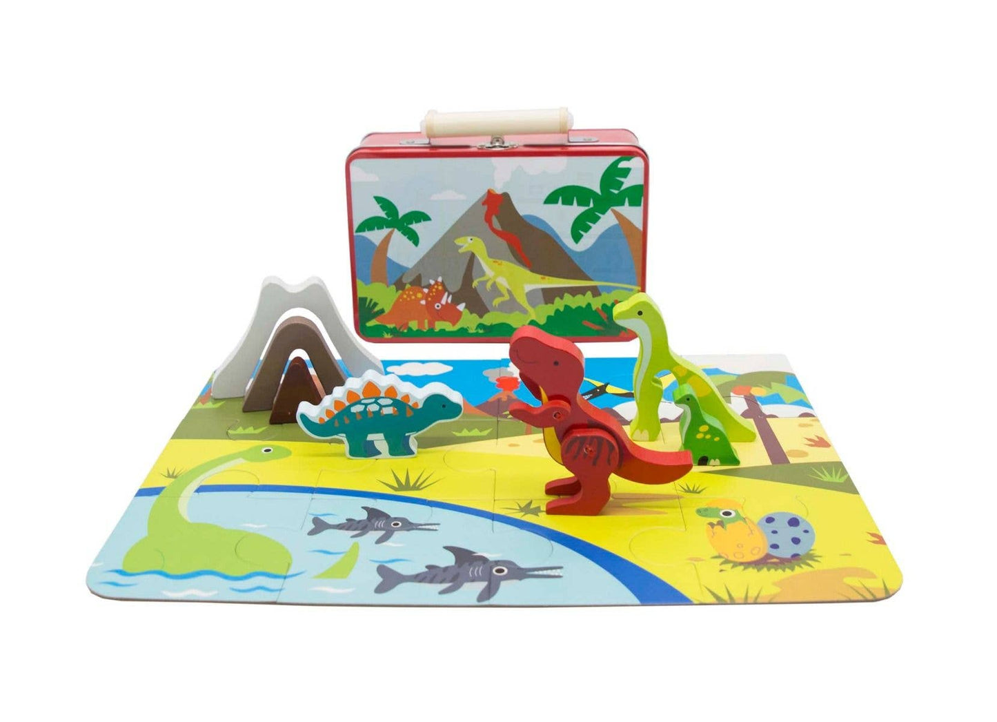 ToysLink - Dinosaur Playset with Puzzle In Tin