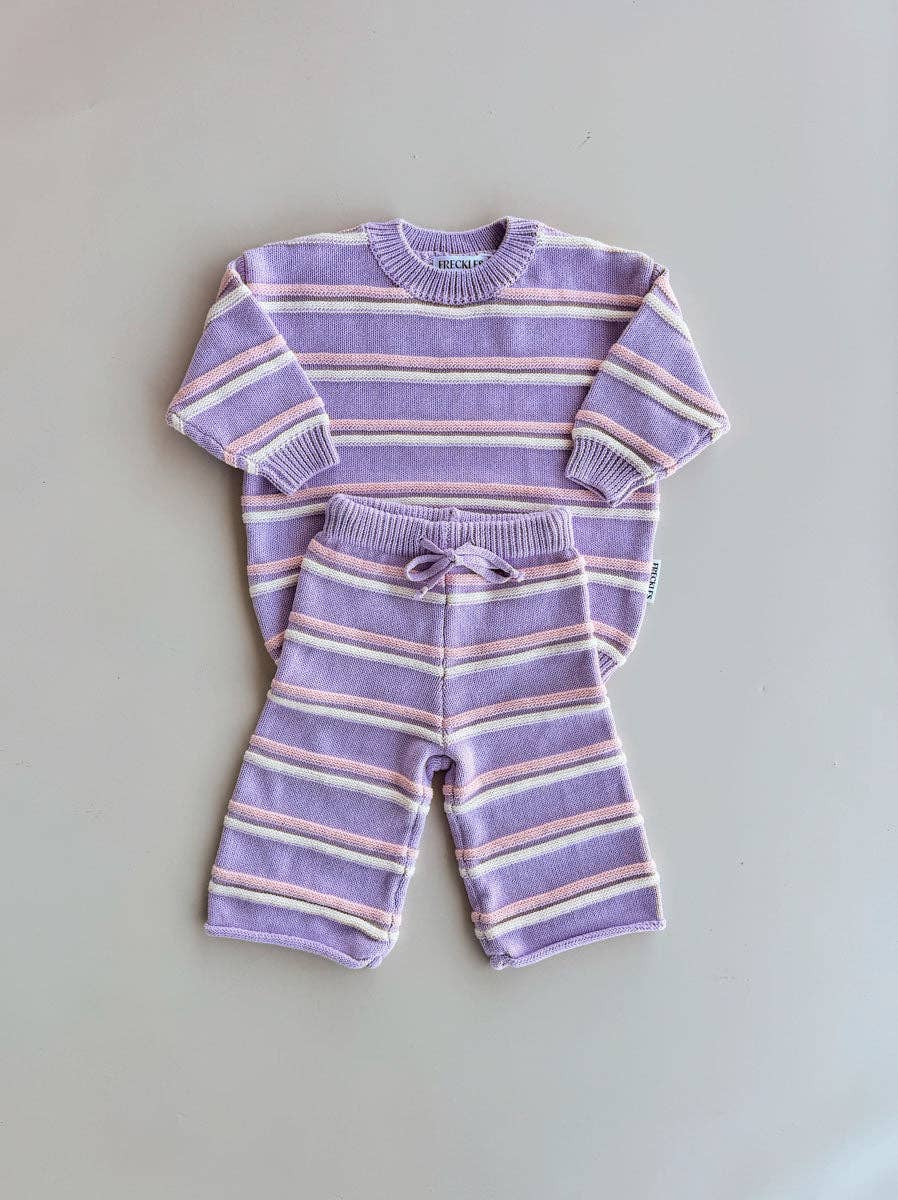 FRECKLES the label - Raised Stripe Knit SET  | Aster/Sweetpea/Snow