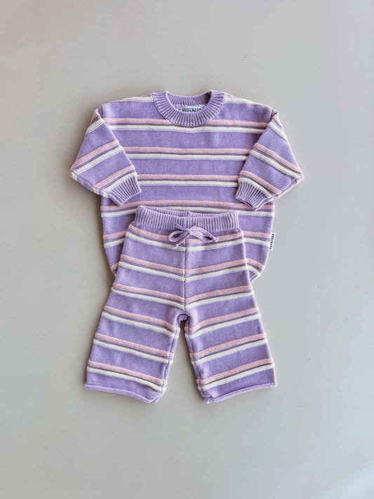FRECKLES the label - Raised Stripe Knit SET  | Aster/Sweetpea/Snow