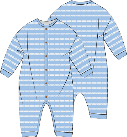FRECKLES the label - Raised Stripe Full Romper | Arctic