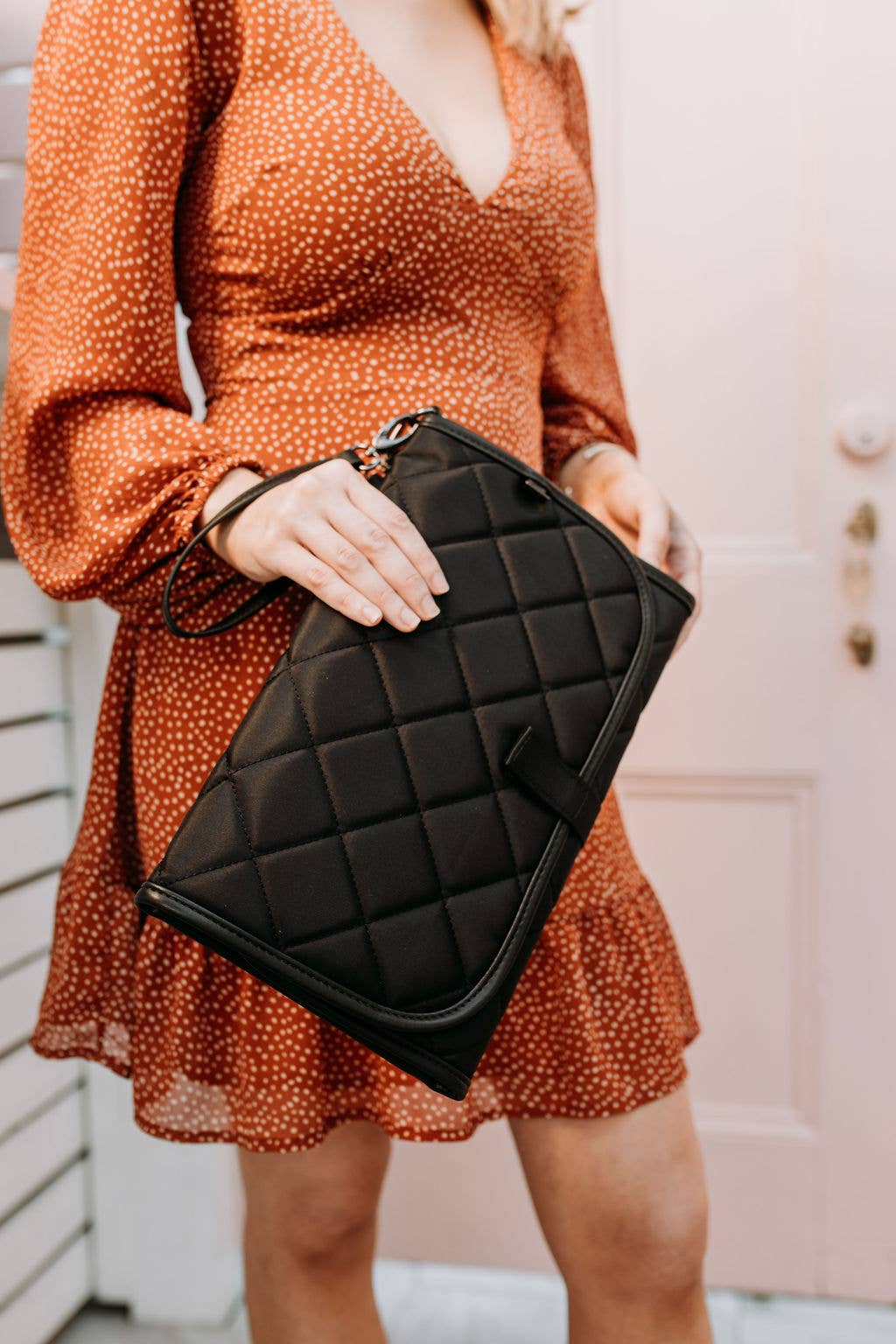 OiOi - Change Mat Clutch - Black Quilt