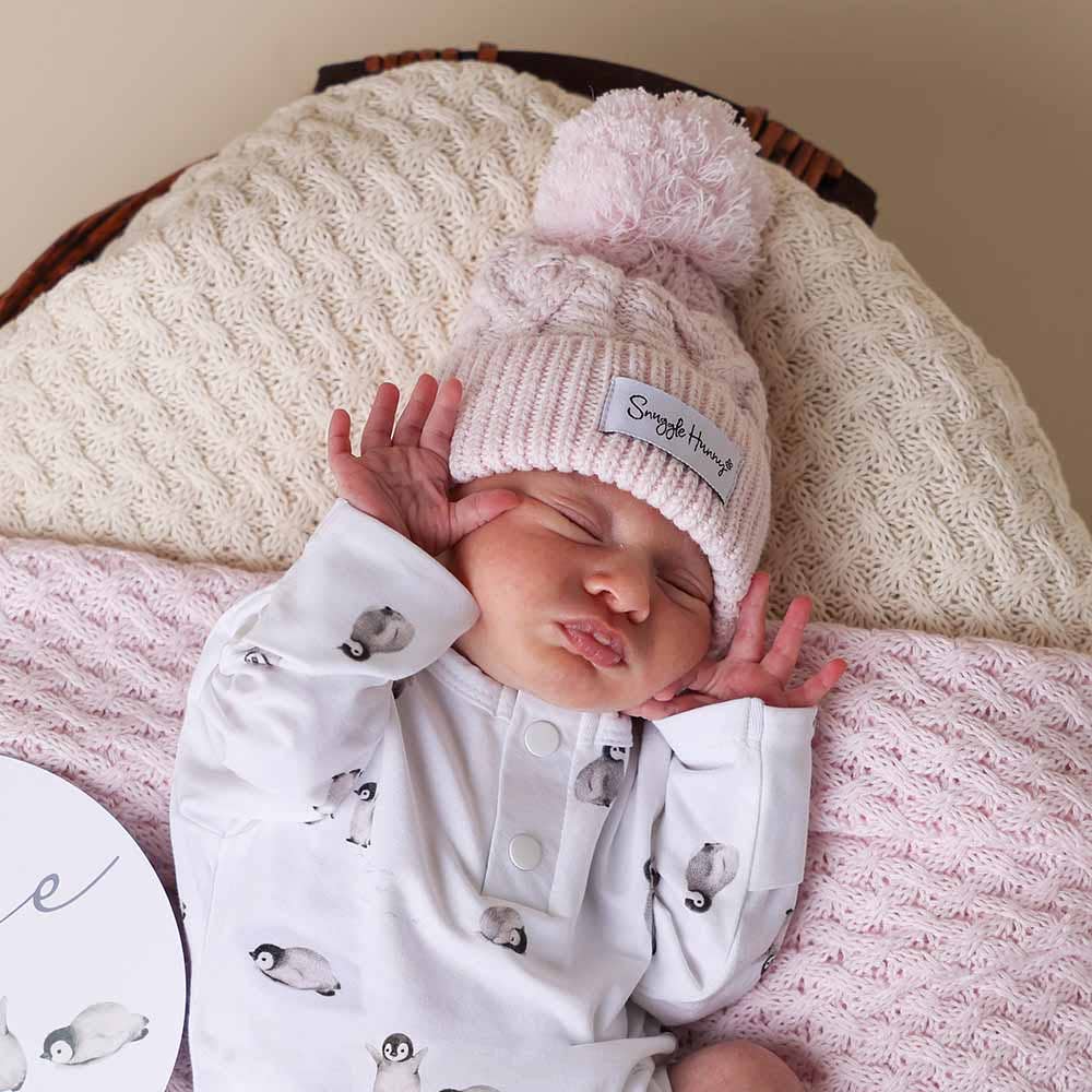 Snuggle Hunny - Blush Pink Organic Baby Knit Beanie