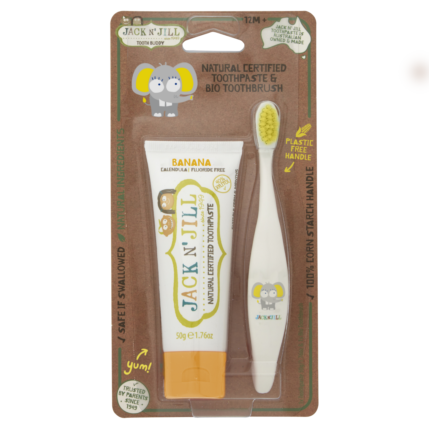 Jack N' Jill Kids - Tooth Buddy Pack-Natural Toothpaste Banana + Kids Toothbrush
