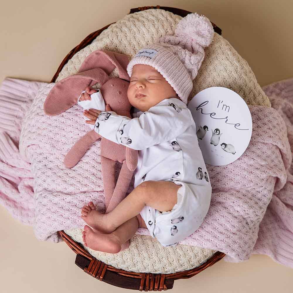 Snuggle Hunny - Blush Pink Organic Baby Knit Beanie
