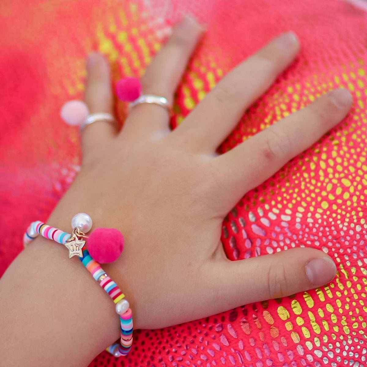 Lauren Hinkley Australia - Rainbow Bracelet with Pom Pom and Pearl