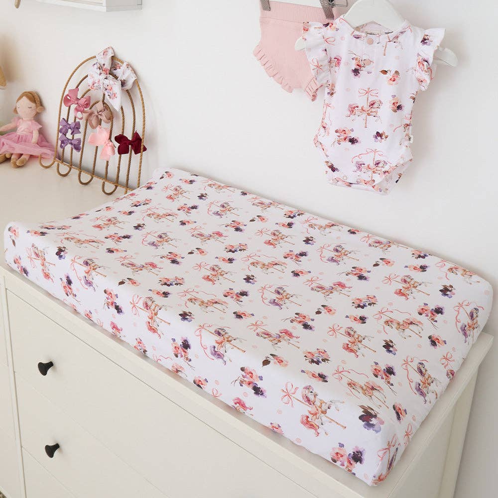 Snuggle Hunny - Carousel Organic Bassinet Sheet / Change Pad Cover