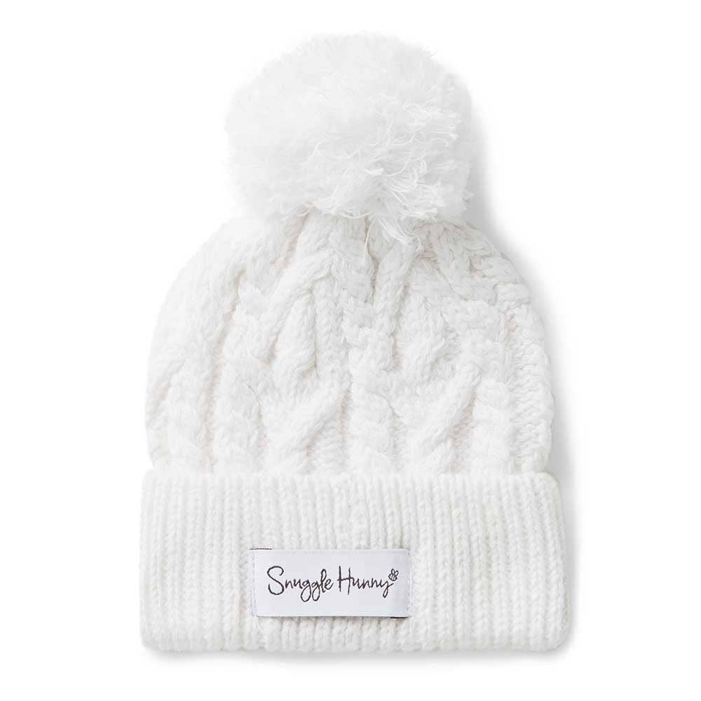Snuggle Hunny - White Organic Baby Knit Beanie