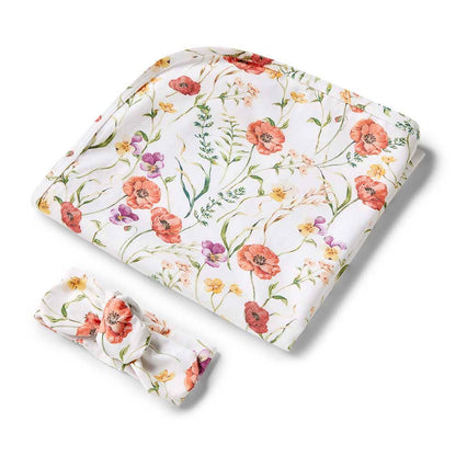Snuggle Hunny - Meadow Organic Jersey Wrap & Topknot Set