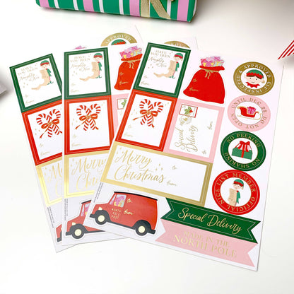 Black Bow Studio - Christmas Gift Tag Sticker Sheets - Set of 36 Sticker