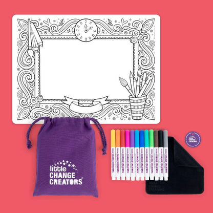 Little Change Creators - IMAGINATION | Reusable Double-sided Colour + Draw Doodle Mat
