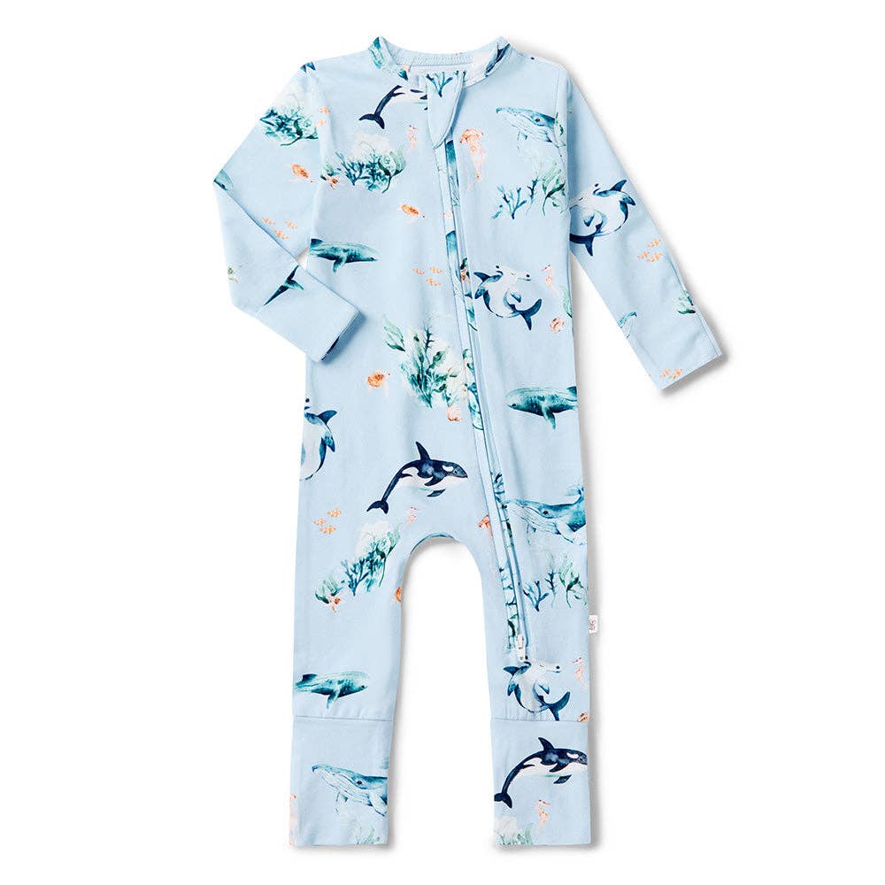 Snuggle Hunny - Blue Ocean Organic Snugglesuit Convertible Romper