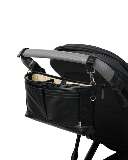 OiOi - Signature Pram Caddy - Black Dimple Vegan Leather