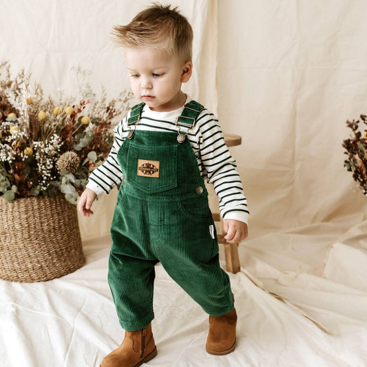 Designer Kidz - Charlie Cord Overalls - Juniper Green