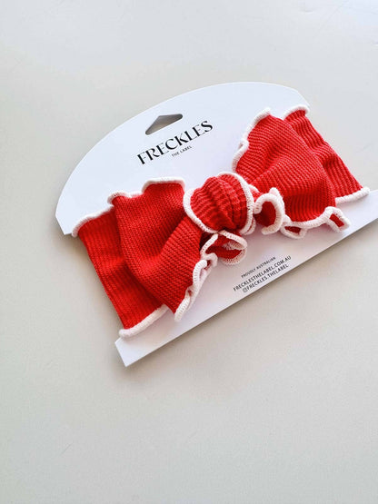 FRECKLES the label - Pre-Order Knit Frill Baby Headband | Winterberry/Snow