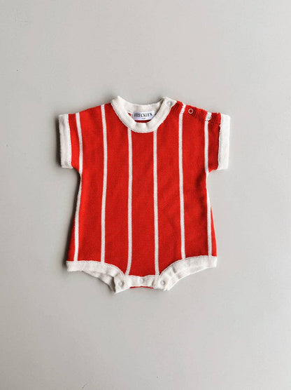 FRECKLES the label - Pre-Order Retro Stripe Cotton Romper | Winterberry