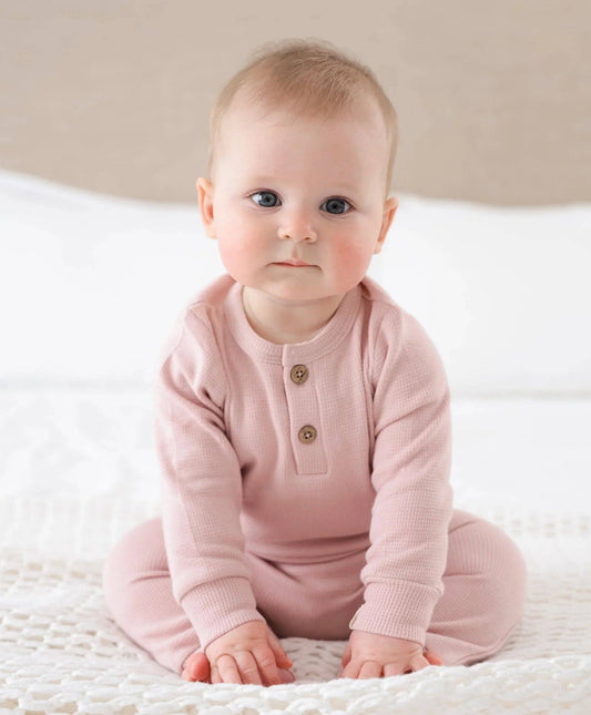 Lūmmi in Colour Babywear - Organic Cotton Waffle Long Sleeve Bodysuit - Lavender