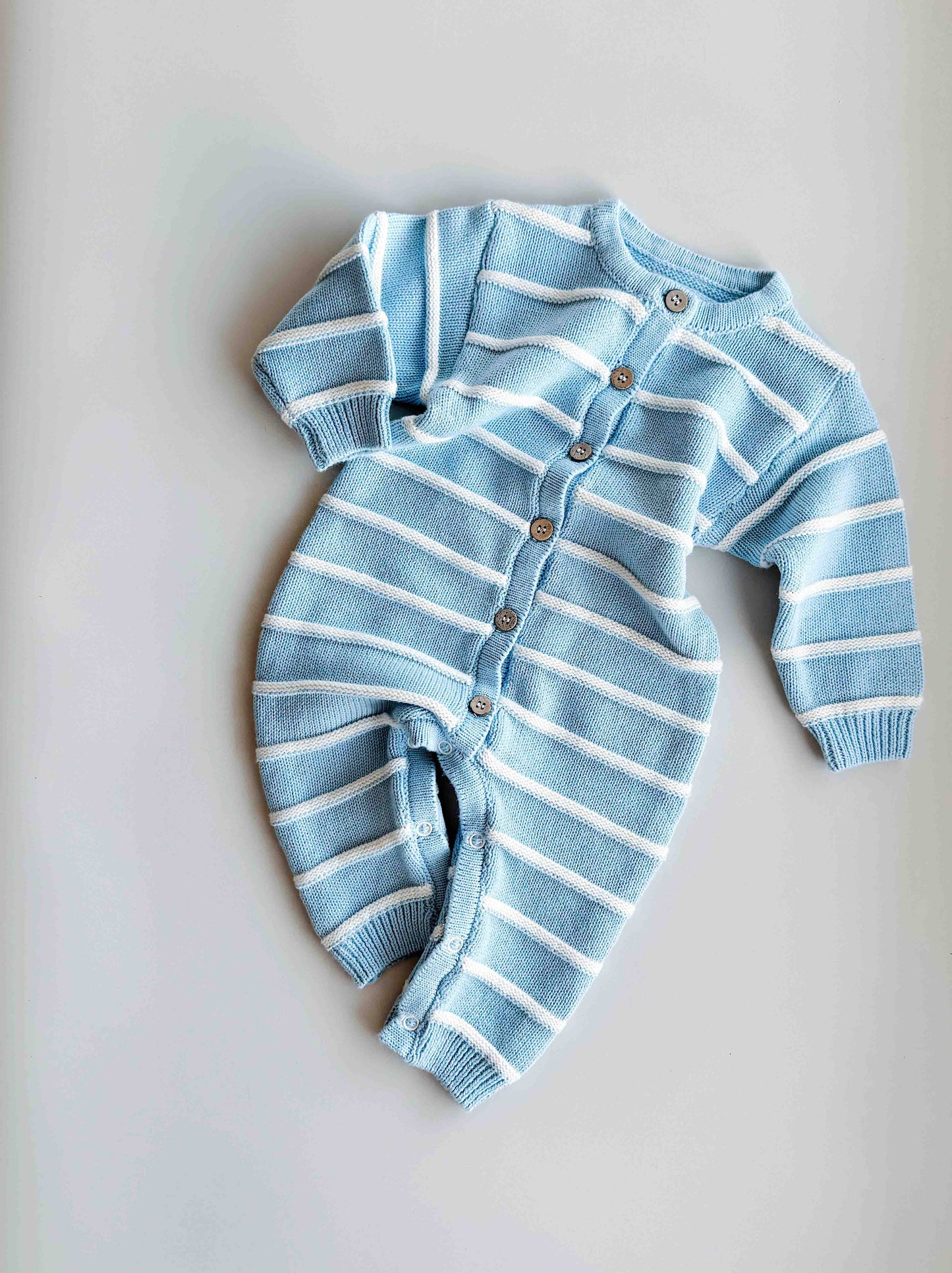 FRECKLES the label - Raised Stripe Full Romper | Arctic