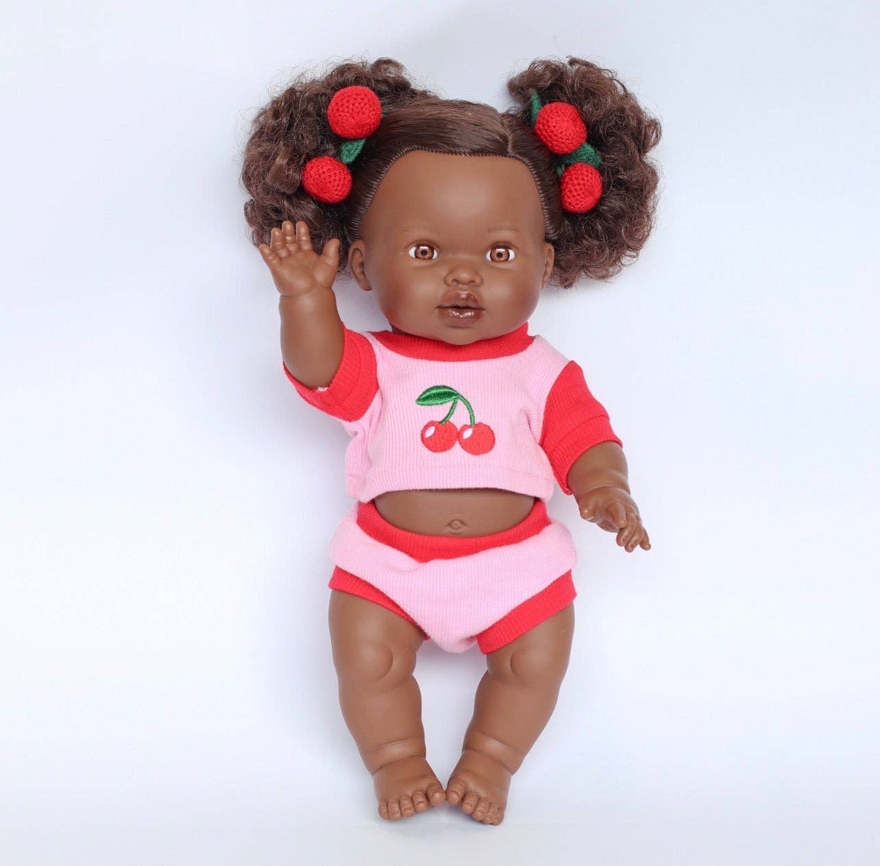 SALLI COLLECTIVE - Cherry Dolls top + Bloomer shorts set 34-38cm Dolls