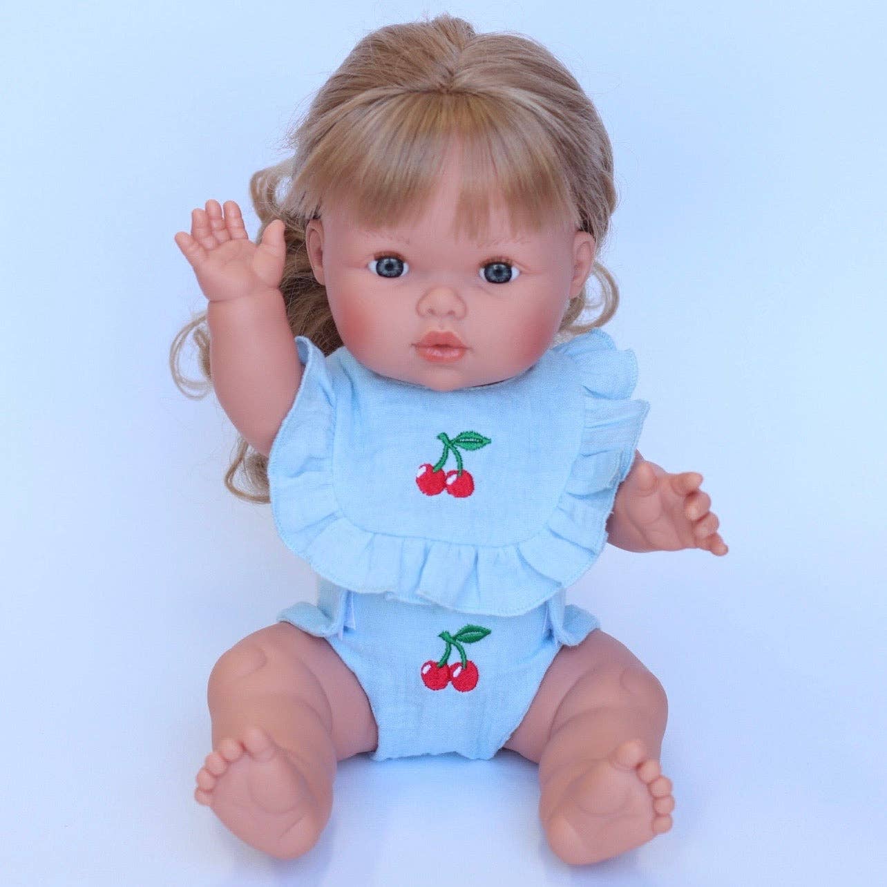 SALLI COLLECTIVE - Cherry Frilled Bib & Diaper Doll Set 🍒