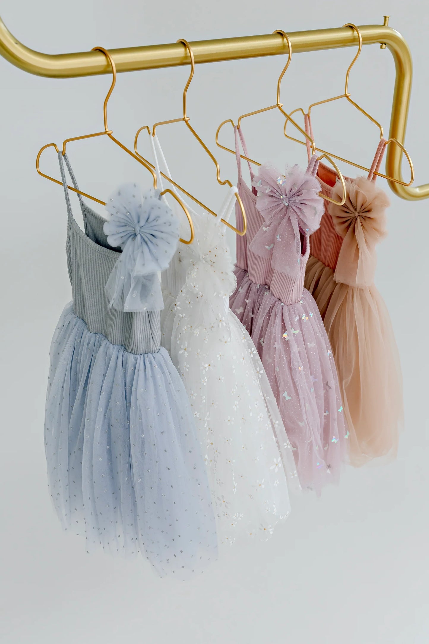 Confetti Kidz - Dusty Blue Dots Ribbed Tulle Dress