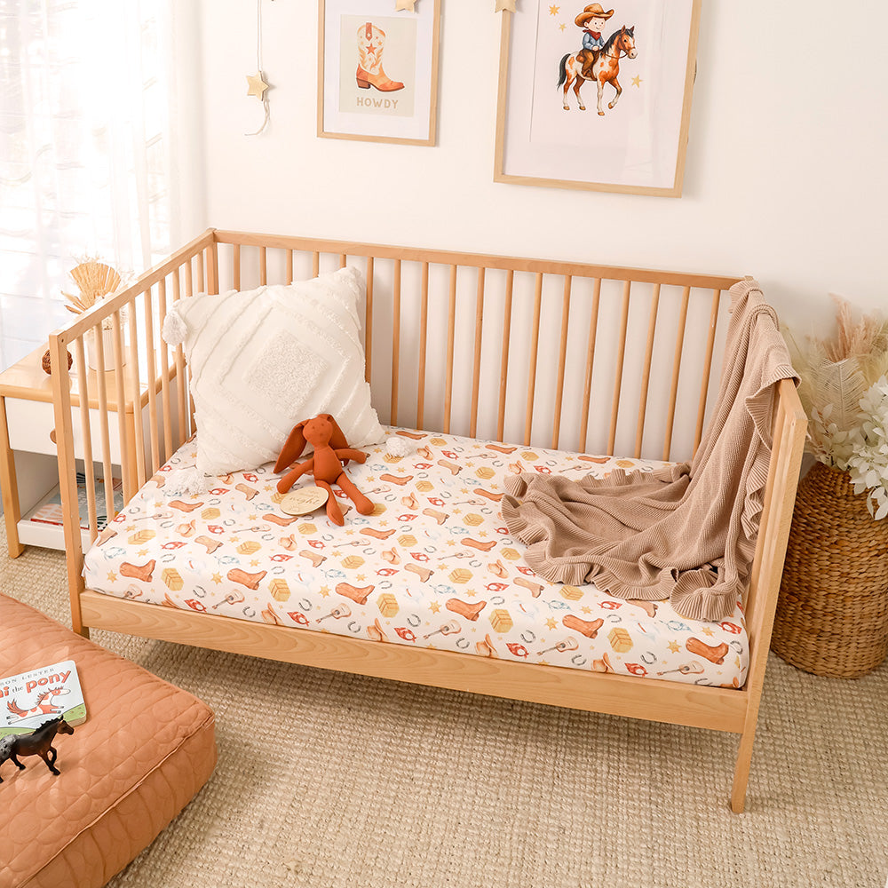 Cowboys Organic Fitted Cot Sheet