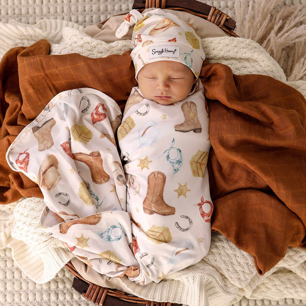 Cowboys Organic Jersey Wrap & Beanie Set