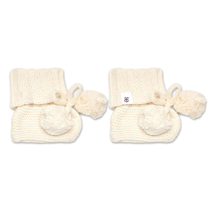 Cream Knit Booties flatlay