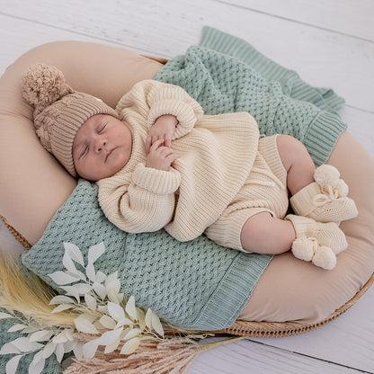 Cream Cotton Knit Booties