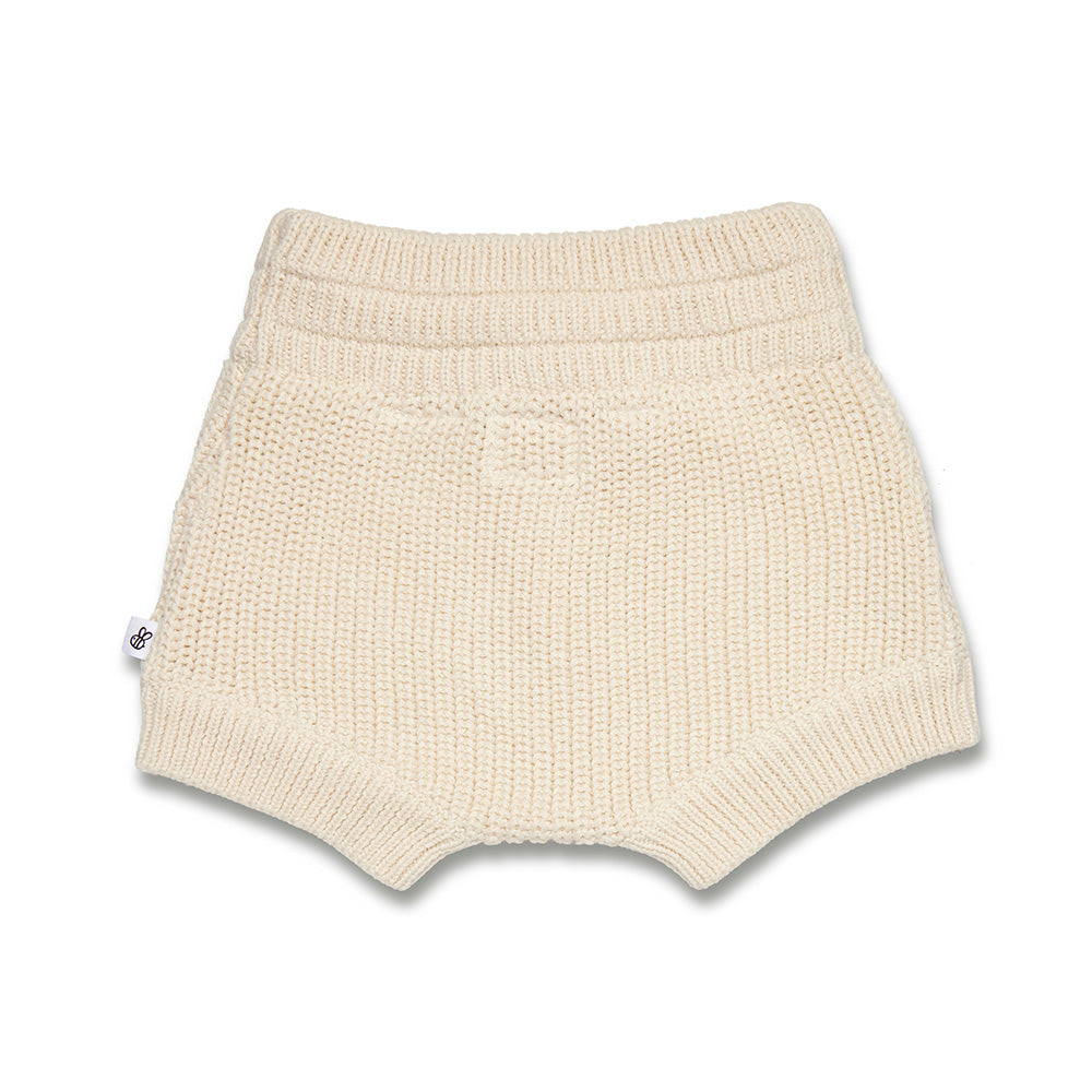 Cream Knit Shorts flatlay back