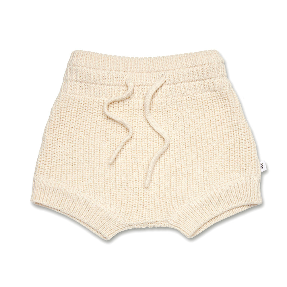 Cream Knit Shorts flatlay front