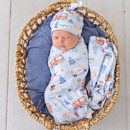 Snuggle Hunny - To The Rescue Organic Jersey Wrap & Beanie Set