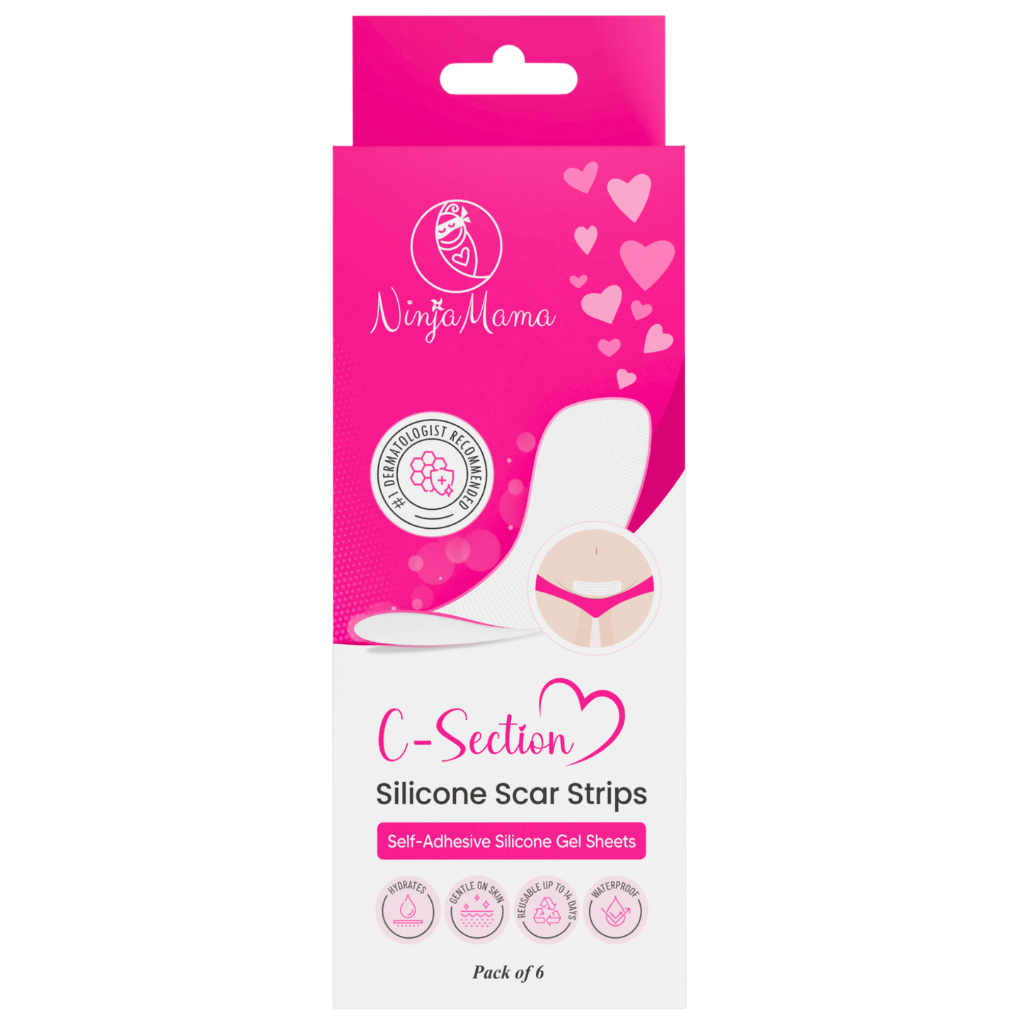 Ninja Mama - Transparent C-Section Silicone Scar Strips - Pack of 6