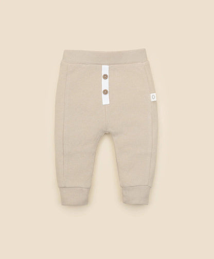 Lūmmi in Colour Babywear - Organic Cotton Waffle Button Pants - Oat
