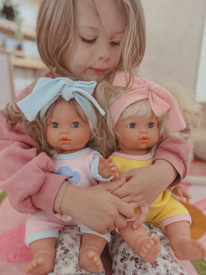 SALLI COLLECTIVE - Dolls Sweet Dreams cloud Romper + Bow set Fits 34-38cm