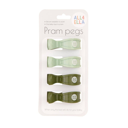 All4Ella - Pram Pegs 4pk - Sage/Forest Green