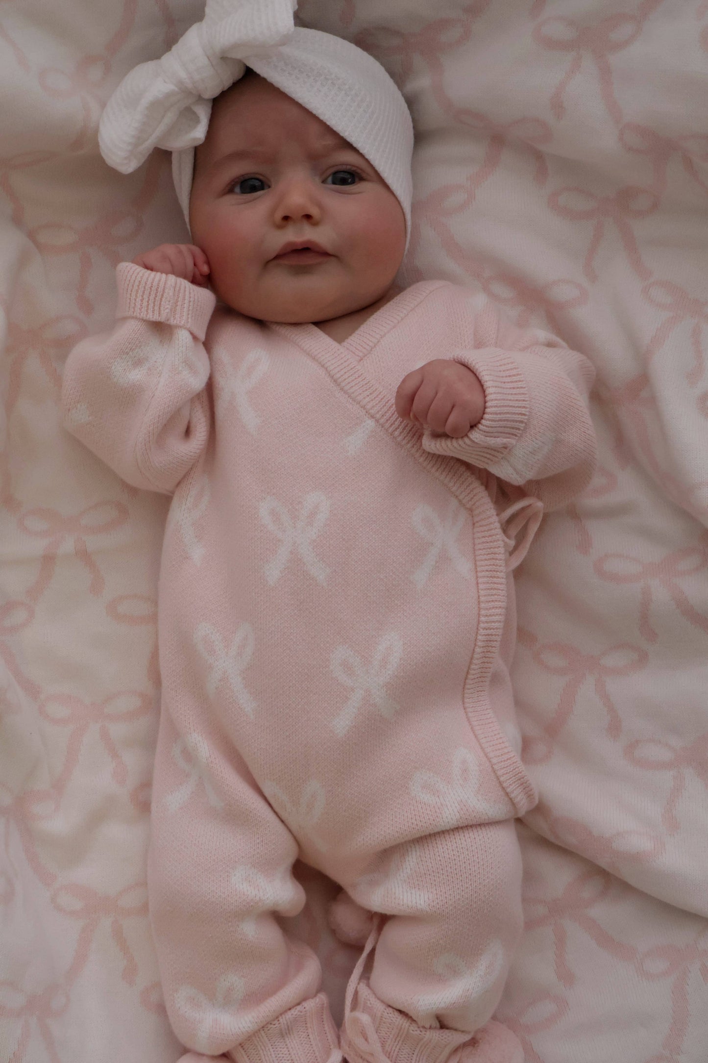 Petite + Co - Kimono Bow Romper - Baby Pink