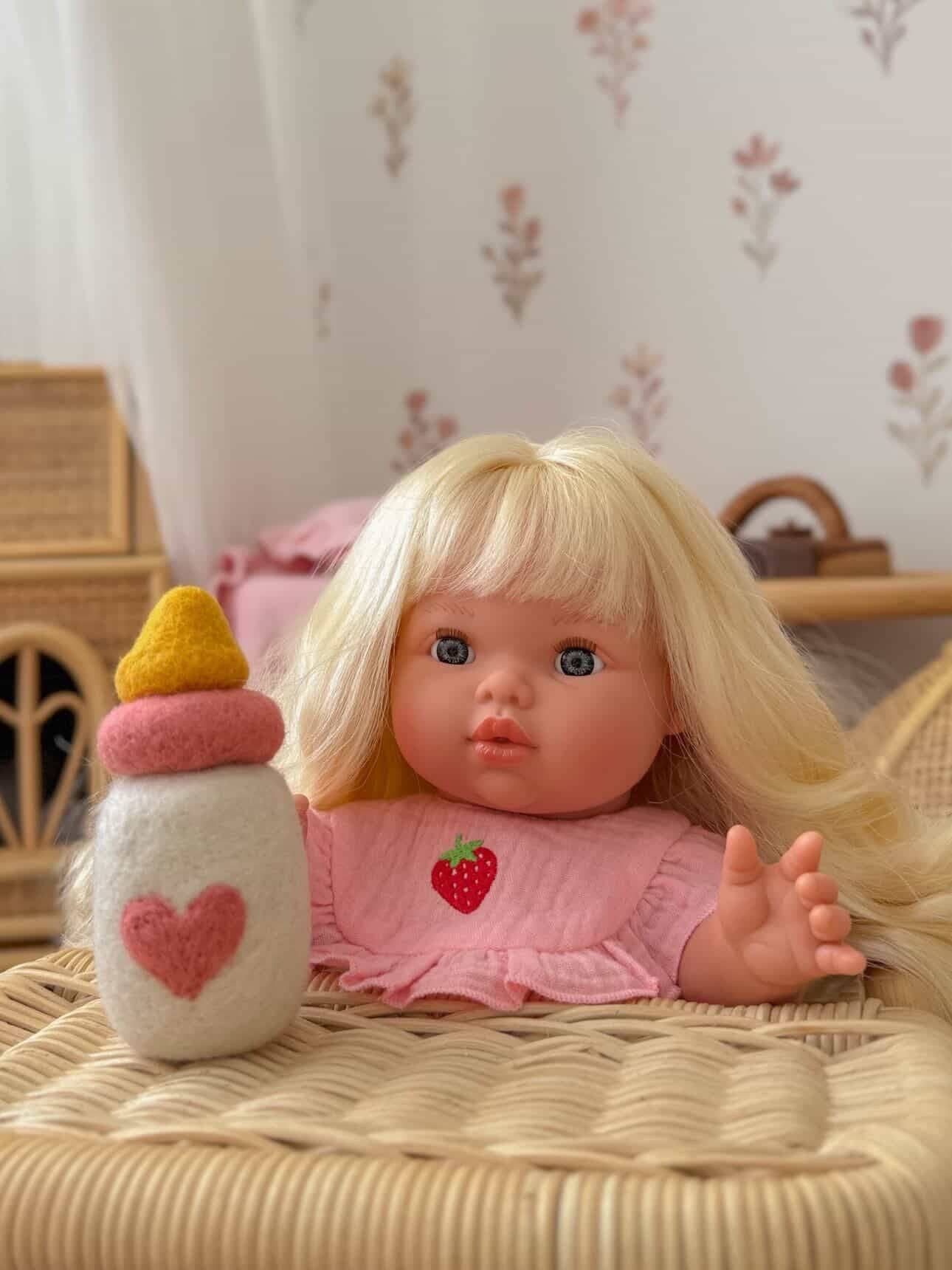 SALLI COLLECTIVE - 🍓 Strawberry Frilled Bib & Diaper Doll Set 34-38cm dolls