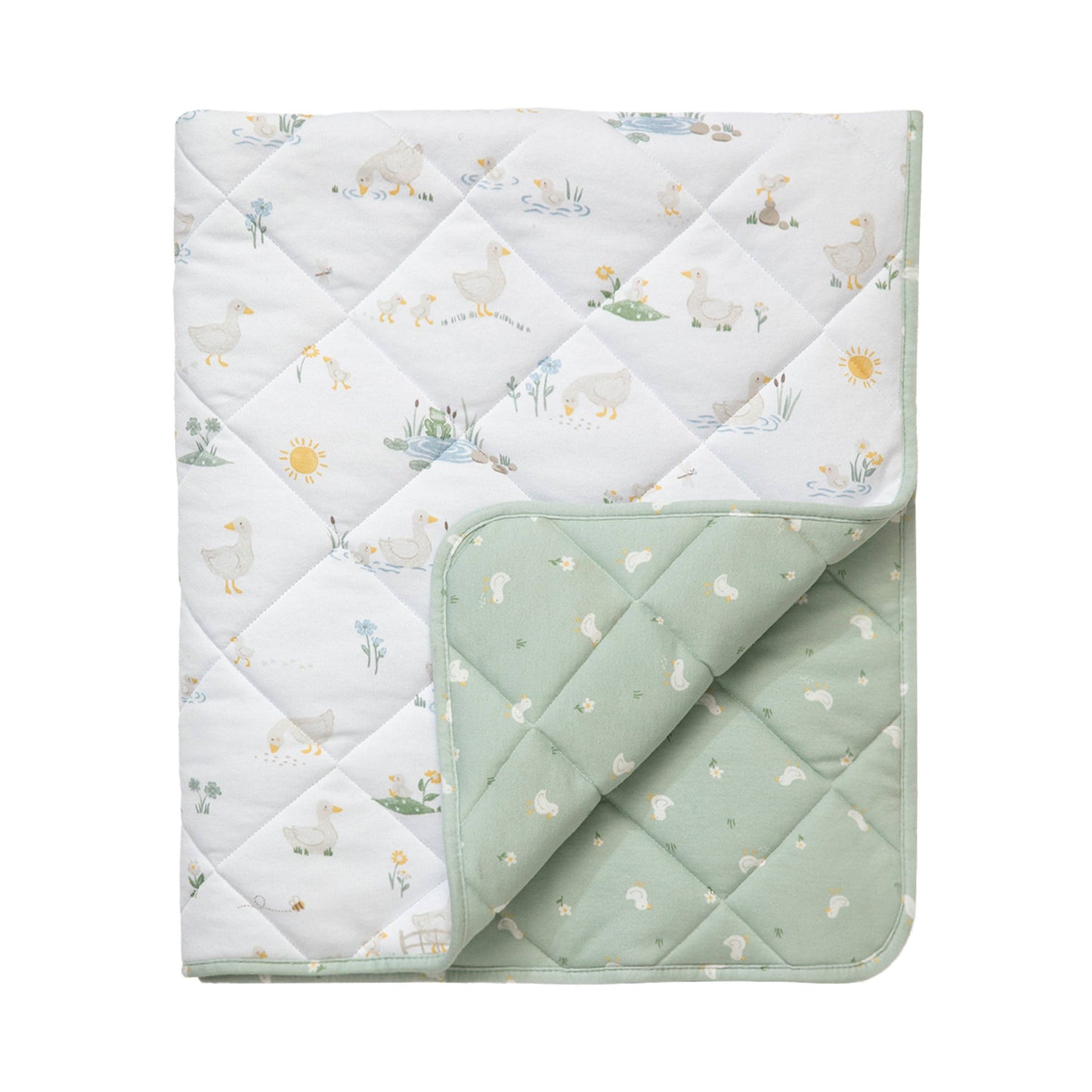Living Textiles - Organic Jersey Quilted Cot Comforter - Goosey Goosey