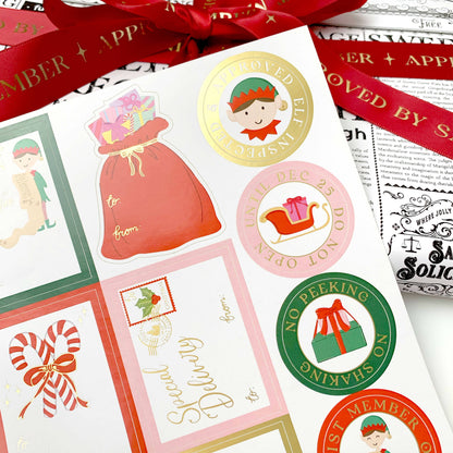 Black Bow Studio - Christmas Gift Tag Sticker Sheets - Set of 36 Sticker