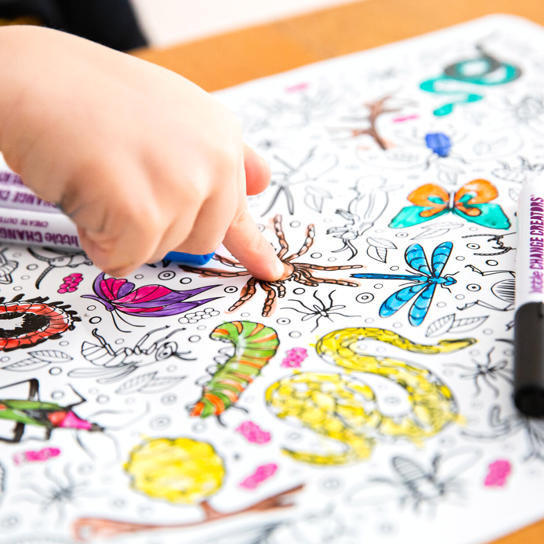 Little Change Creators - CRAWLIES | Re-FUN-able™ Silicone Colouring Placemat