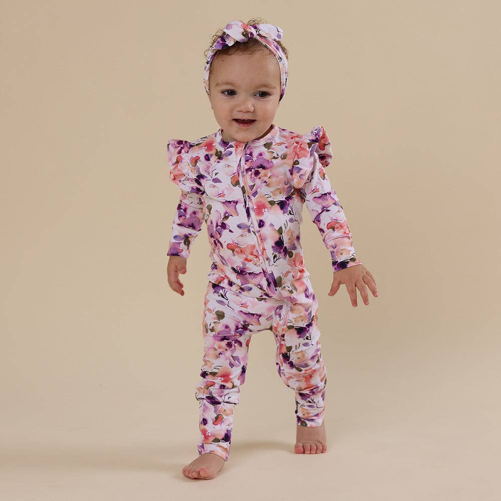 Snuggle Hunny - Blushing Beauty Organic Snugglesuit Convertible Romper with Frill