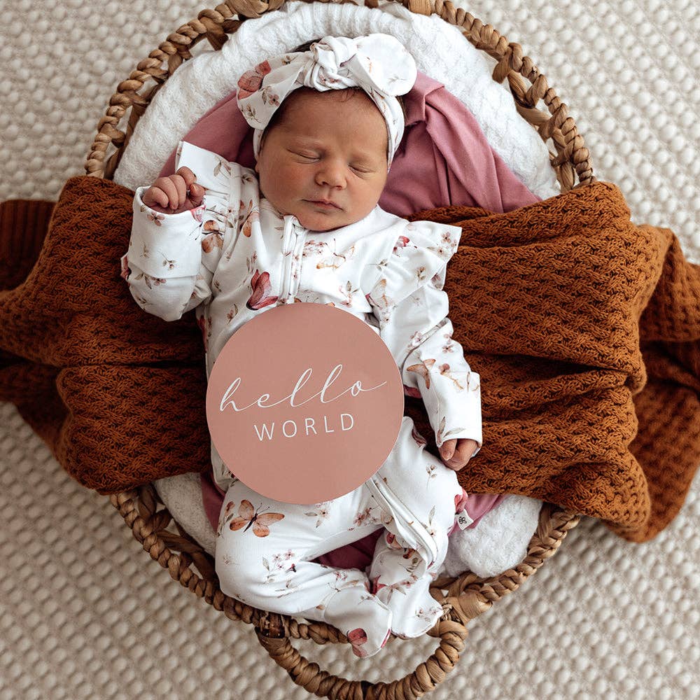 Snuggle Hunny - Butterfly Organic Snuggle Sleepsuit Zip Footie with Frill