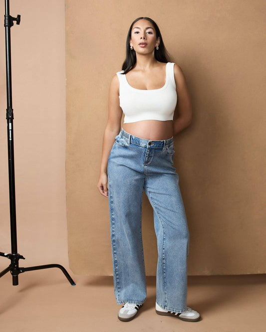 Soon Maternity - Relaxed Wide Leg Maternity Jeans - Dark Stone